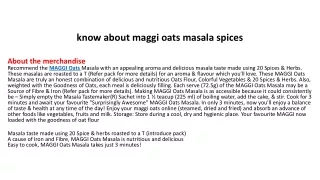 know about maggi oats masala spices
