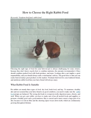 how to choose the right rabbit food