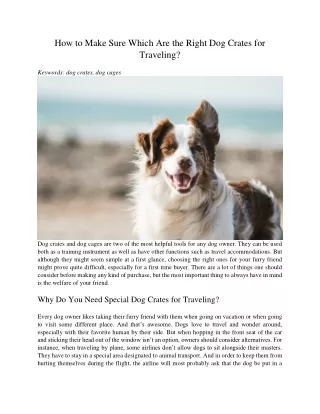 how to make sure which are the right dog crates