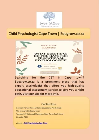 Child Psychologist Cape Town  Edugrow.co.za