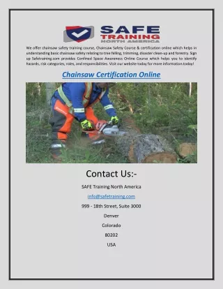 we offer chainsaw safety training course chainsaw