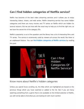 Can I find hidden categories of Netflix service?