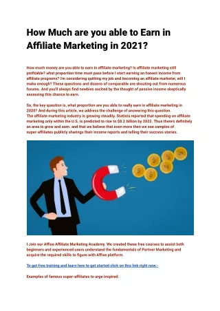 How Much are you able to Ear n in Affiliate Marketing in 2021?