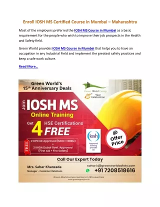 most of the employers preferred the iosh