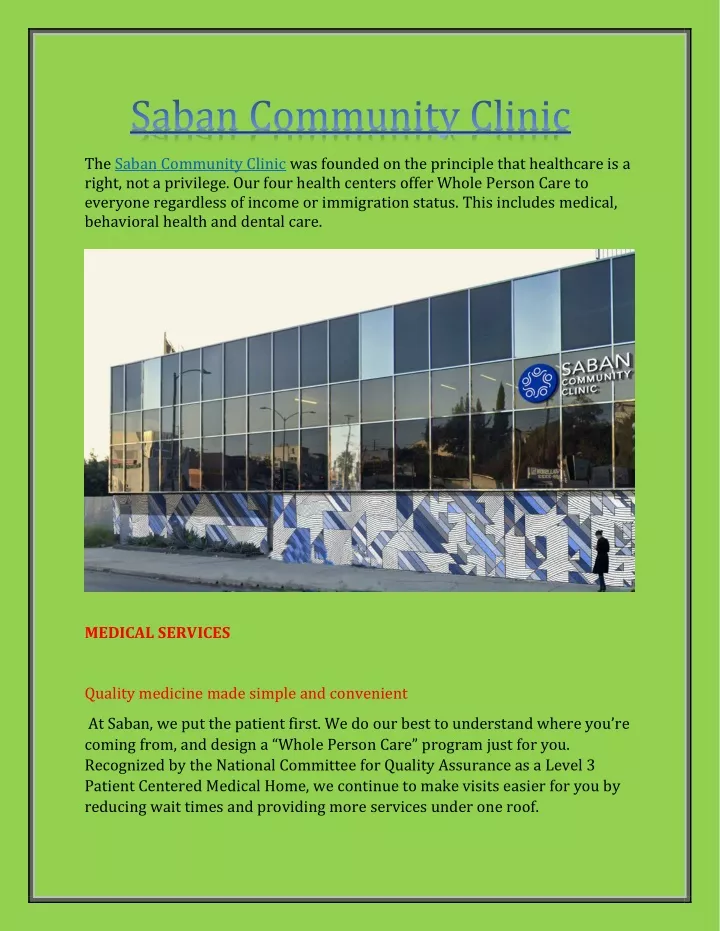 the saban community clinic was founded