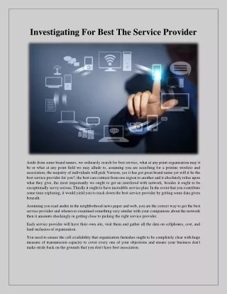investigating for best the service provider