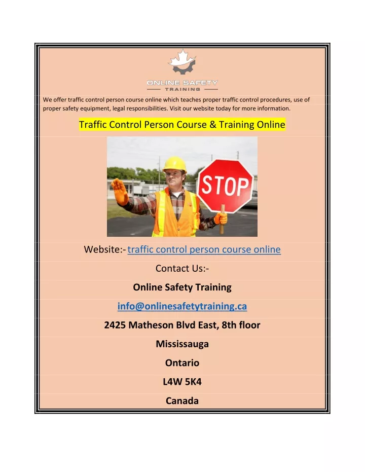 we offer traffic control person course online