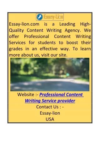 Professional Content Writing Service Provider Essay-lion.com