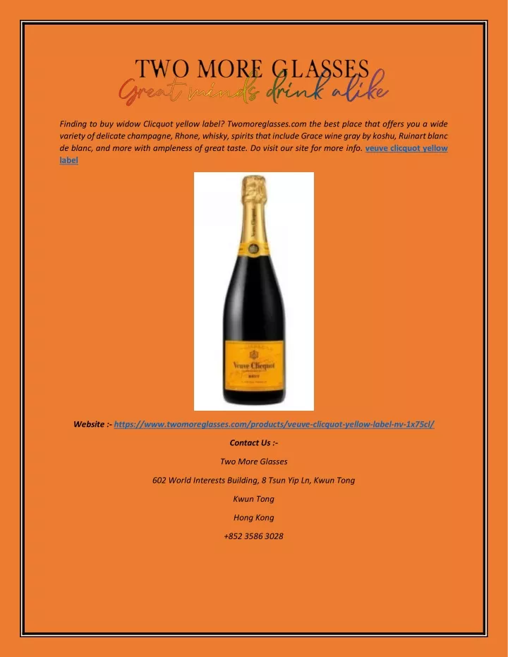 finding to buy widow clicquot yellow label