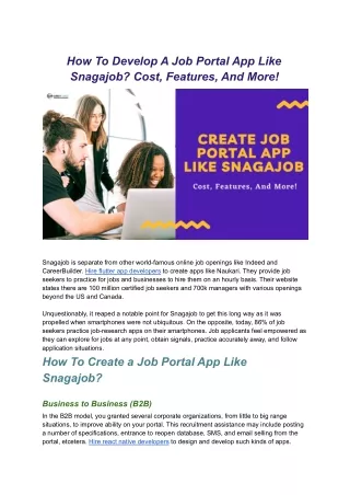 How To Develop A Job Portal App Like Snagajob? Cost, Features, And More!