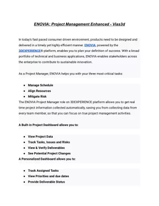 ENOVIA: Project Management Enhanced - Vias3d