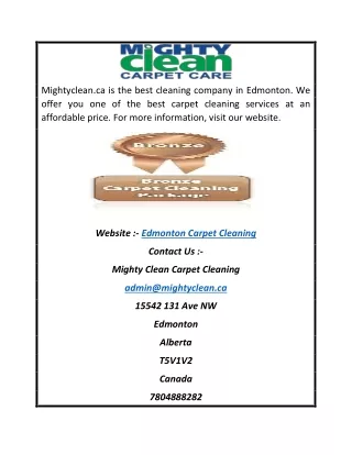 Edmonton Carpet Cleaning | Mightyclean.ca