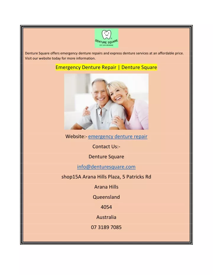 denture square offers emergency denture repairs