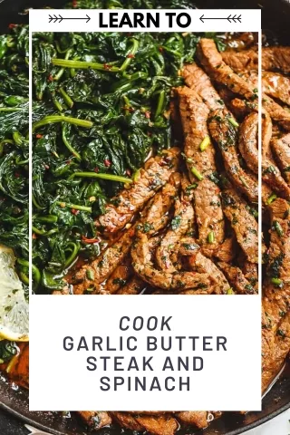 KETO RECIPE. How to cook GARLIC BUTTER STEAK AND SPINACH