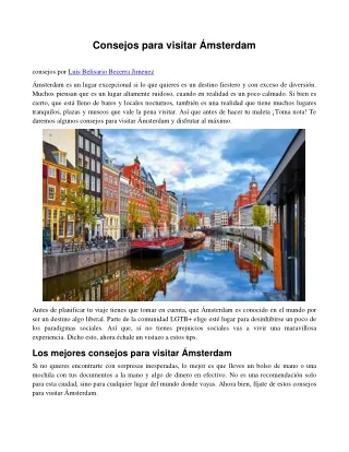 Luis Belisario Becerra Jimenez Consejos para visitar Amsterdam