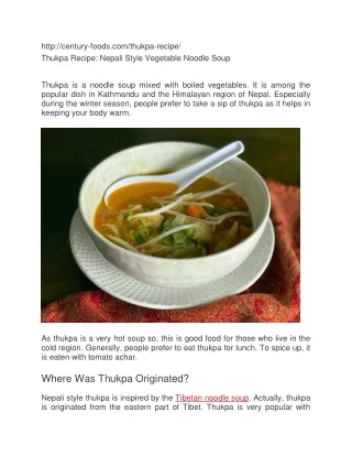 Thukpa Recipe