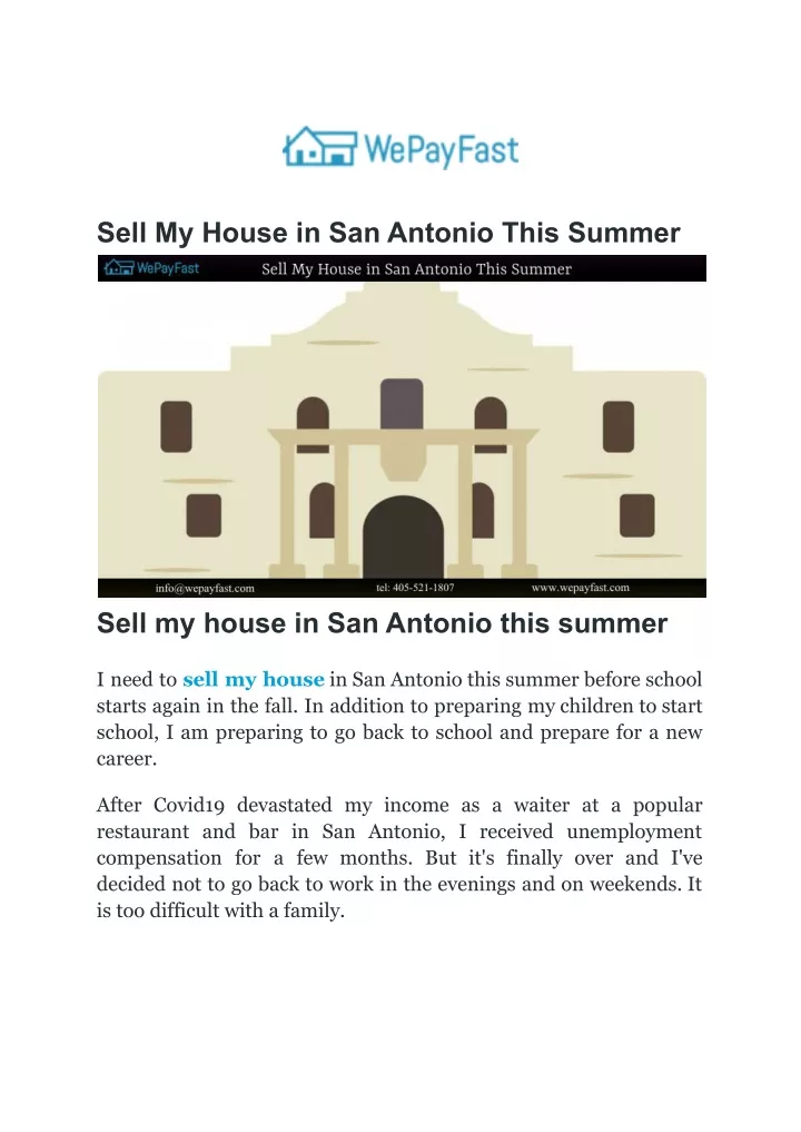 sell my house in san antonio this summer