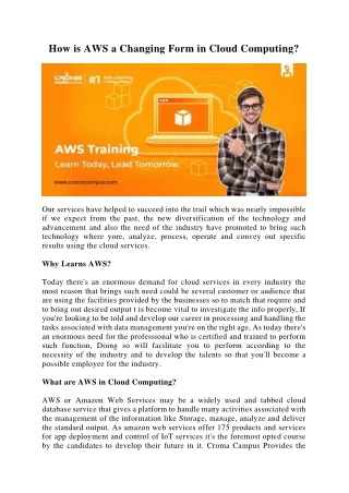how is aws a changing form in cloud computing