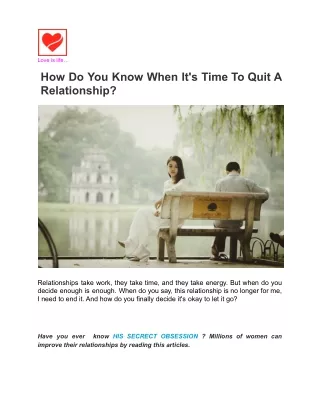 How Do You Know When It's Time To Quit A Relationship