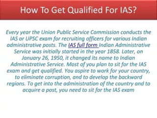 how to get qualified for ias
