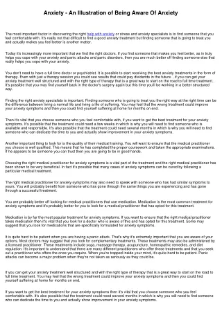 Anxiety Treatment solutions - How to Discover a Psycho Therapist or Anxiety Treatment Expert