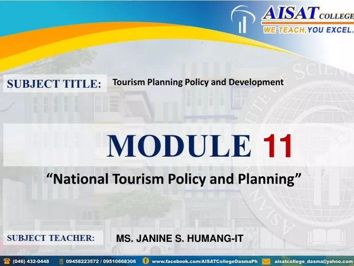 tourism planning policy and development