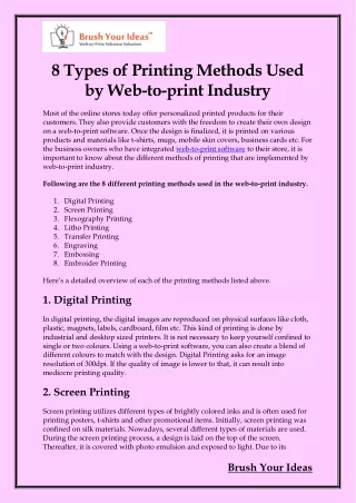 8 types of printing methods used by web to print