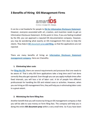 3 Benefits of Hiring  IDS Management Firms