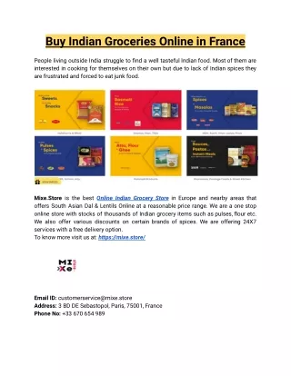 Buy Indian Groceries Online in France