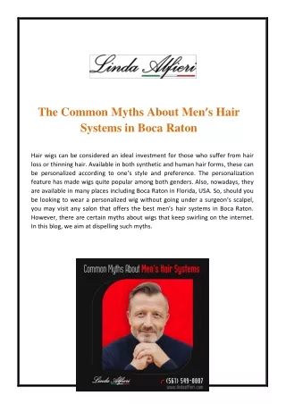 The Common Myths About Mens Hair Systems in Boca Raton