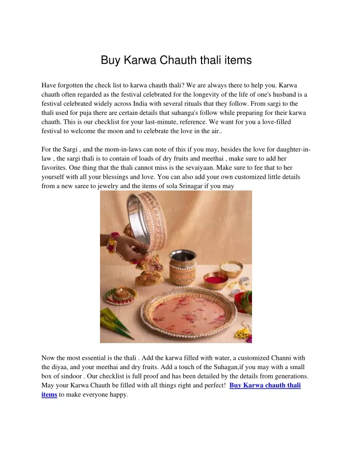 buy karwa chauth thali items