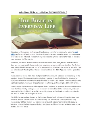 Why Need Bible for daily life- THE ONLINE BIBLE