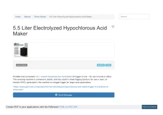 5.5 Liter Electrolyzed Hypochlorous Acid Maker