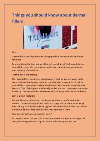 things you should know about dermal fillers