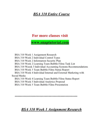 bsa 310 entire course