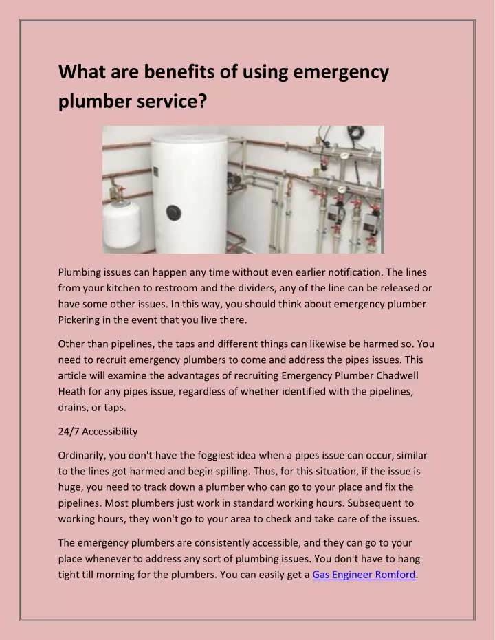 what are benefits of using emergency plumber