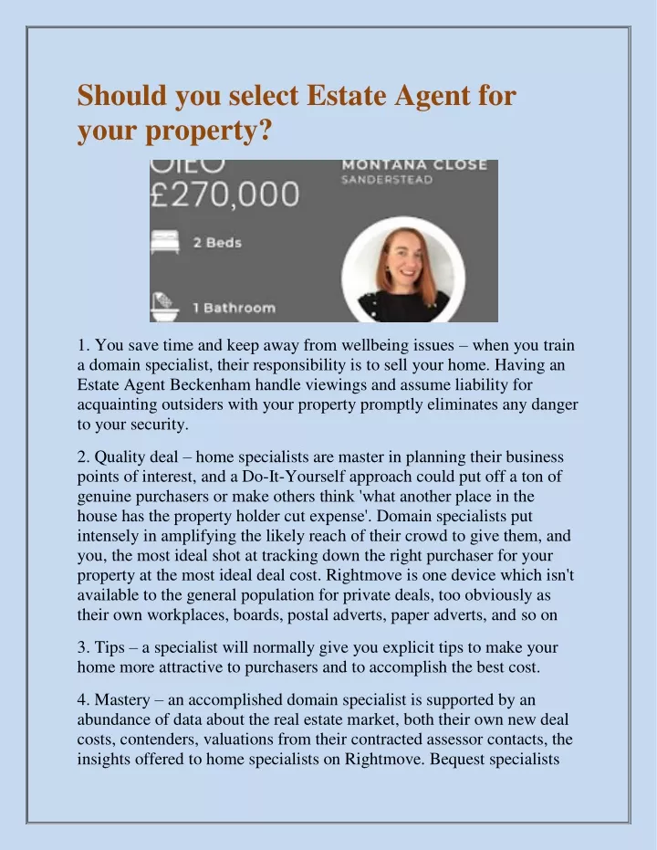 should you select estate agent for your property