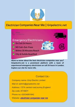 Electrician Companies Near Me  Gripelectric.net