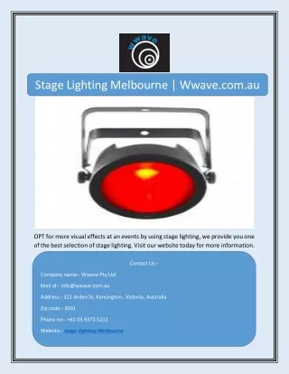 Stage Lighting Melbourne | Wwave.com.au