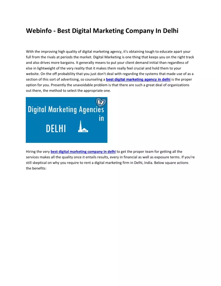 webinfo best digital marketing company in delhi