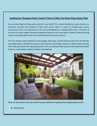 looking for cheapest patio covers here