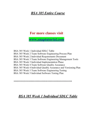 bsa 385 entire course