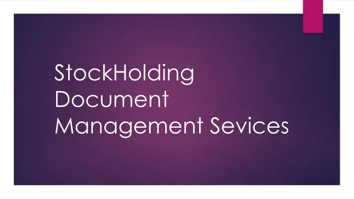 stockholding document management sevices