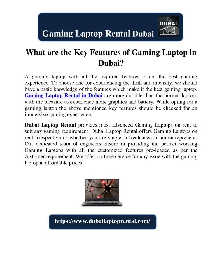 gaming laptop rental dubai