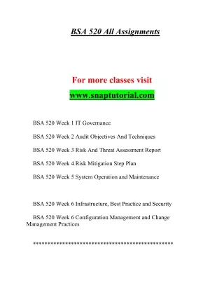 bsa 520 all assignments