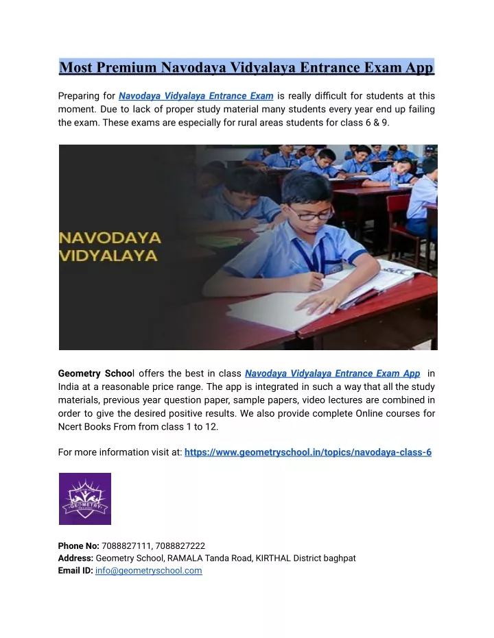 most premium navodaya vidyalaya entrance exam app