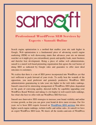 Professional WordPress SEO Services by Experts - Sansoft Online