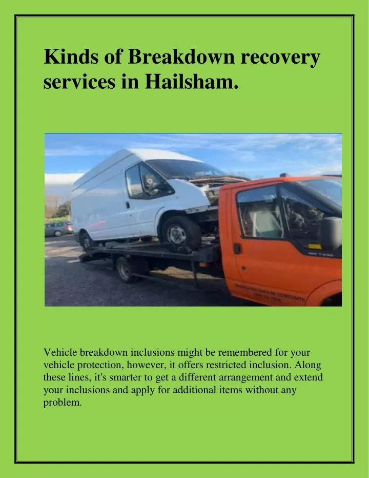 kinds of breakdown recovery services in hailsham