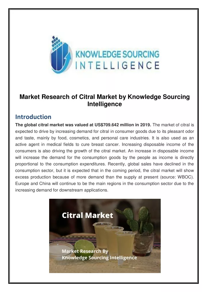 market research of citral market by knowledge