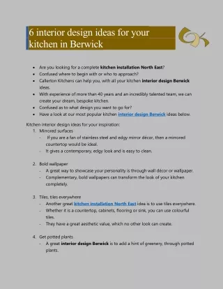 6 interior design ideas for your kitchen in Berwick